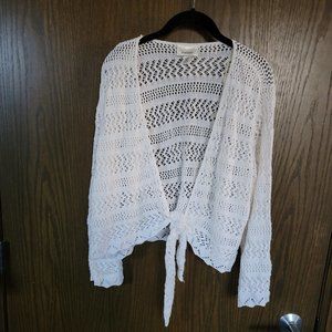 Dress Barn White Crochet Tie Front Sweater Size 3X